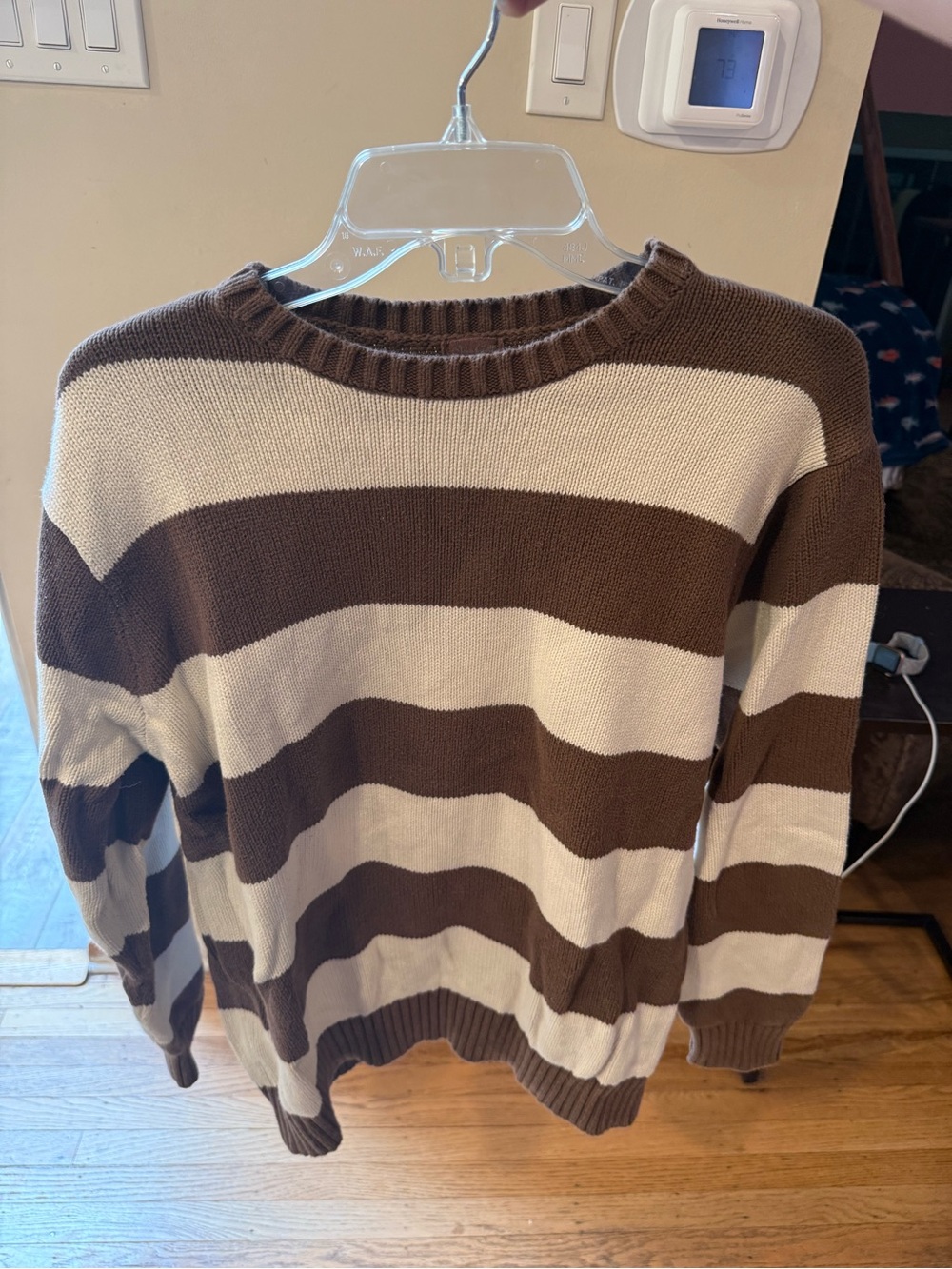 Brandy Melville Brown & Cream Striped Knit Sweater One Size